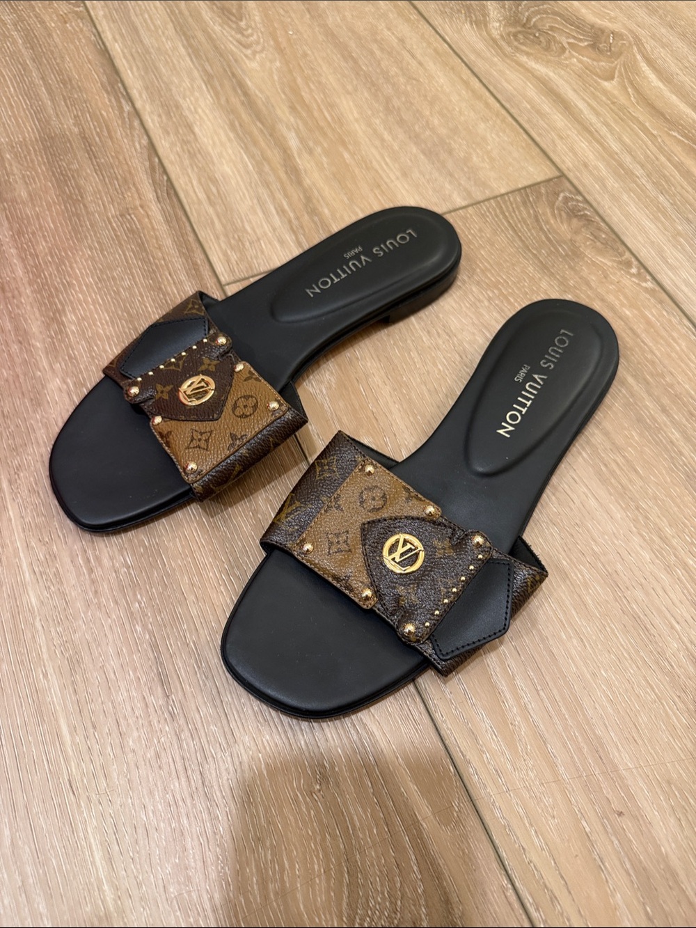 louie vuitton frame flat mule sandals